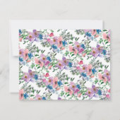 Floral Paarse Blush Roze Blauw Botanisch Script Notitiekaartje (Achterkant)