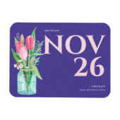 Floral Paarse & Blush Wedding Save the Date Magneet (Horizontaal)