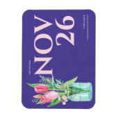 Floral Paarse & Blush Wedding Save the Date Magneet (Verticaal)