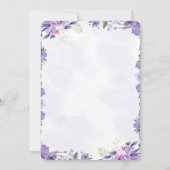 Floral Paarse botanische huwelijksuitnodiging Kaart (Achterkant)