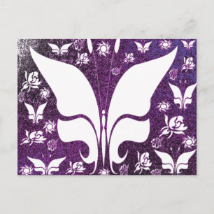 Floral Paarse Butterflies Briefkaart