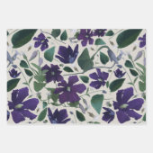 Floral Paarse Clematis Trio Decoupage Gift Inpakpapier Vel (Voorkant)