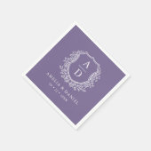 Floral Paarse Crest bruiloft monogram Servet (Hoek)