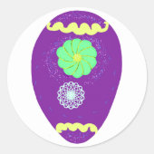Floral Paarse eierpasta Ronde Sticker (Voorkant)