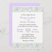 Floral Paarse en gele bruiloft bloemen en hart Kaart (Voorkant / Achterkant)