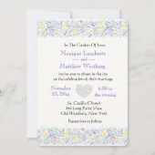 Floral Paarse en gele bruiloft bloemen en hart Kaart (Voorkant)