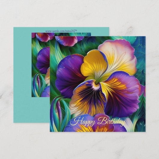 Floral-Paarse en goudpansie (Voorkant / Achterkant)