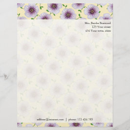Floral Paarse Garden Flowers Foto Aangepast adres Persoonlijk Briefhoofd