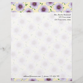 Floral Paarse Garden Flowers Foto Aangepast adres Persoonlijk Briefhoofd