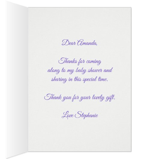 Floral Paarse Glitter Baby shower dank u (Binnen (Rechts))