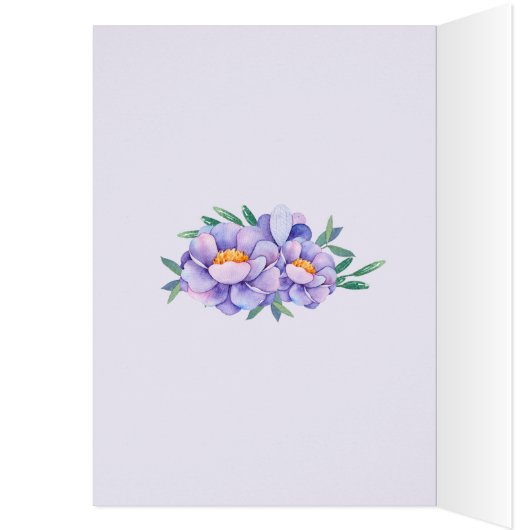 Floral Paarse Glitter Baby shower dank u (Binnen (Links))