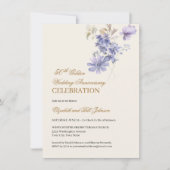 Floral Paarse Goud 50ste bruiloft Jubileum Kaart (Voorkant)