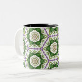 Floral Paarse Groen Geometrisch Tweekleurige Koffiemok (Voorkant links)