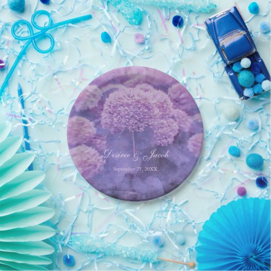 Floral Paarse Hydrangea Land Rustic Wedding Papieren Bordje (Feest)