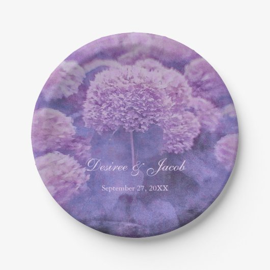 Floral Paarse Hydrangea Land Rustic Wedding Papieren Bordje (Voorkant)