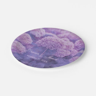 Floral Paarse Hydrangea Land Rustic Wedding Papieren Bordje
