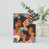 Floral Paarse Internationale Vrouwendag Briefkaart (Staand voorkant)