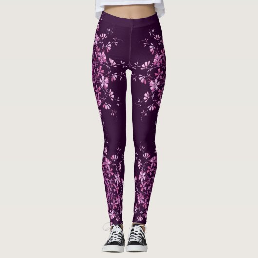 Floral paarse mandala. leggings (Voorkant)