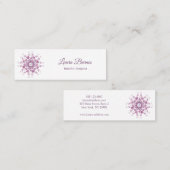 Floral paarse mandala. Tekst. Mini Visitekaartje (Voorkant / Achterkant)