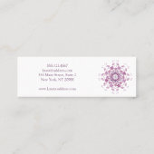 Floral paarse mandala. Tekst. Mini Visitekaartje (Achterkant)