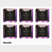 Floral Paarse marmer Black Product Labels toevoege (Vel)