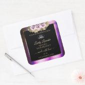 Floral Paarse marmer Black Product Labels toevoege (Envelop)