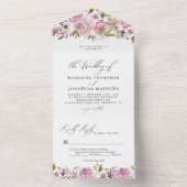 Floral Paarse Mauve Waterverf RSVP Weddenschap All In One Uitnodiging (Binnen)