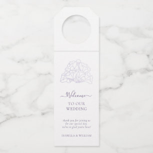 Floral Paarse minimalistische persoonlijke bruilof Flessenhanger