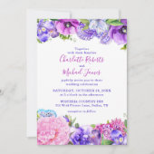 Floral Paarse Paisley Waterverf Wedding Kaart (Voorkant)