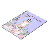 Floral Paarse parfume Fles Monogram Notitieboek (Linkerzijde)