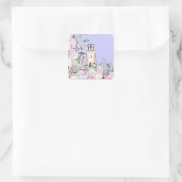 Floral Paarse parfume Moederdag Vierkante Sticker