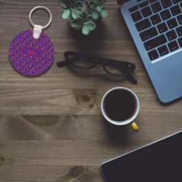 Floral paarse patroonflora naam Sleutelhanger