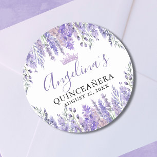 Floral Paarse Quinceanera Ronde Sticker