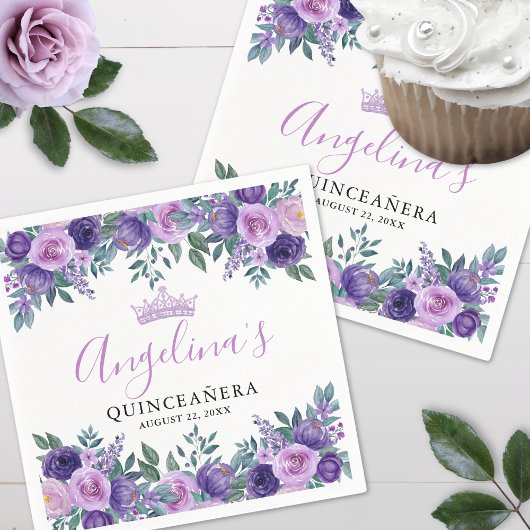 Floral Paarse Quinceanera Servet