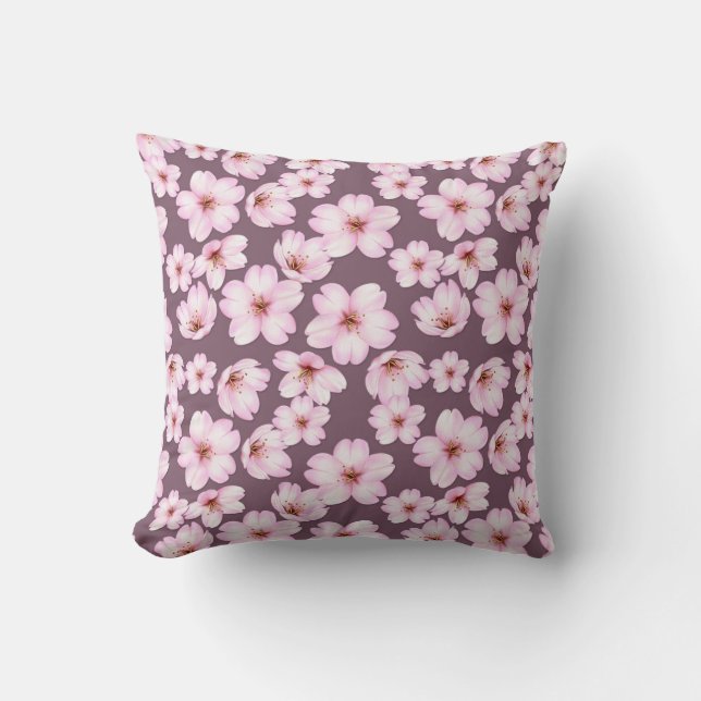 Floral paarse retro patroon. kussen (Voorkant)