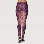 Floral Paarse Rosegold AI kunst Leggings (Achterkant)