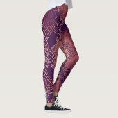 Floral Paarse Rosegold AI kunst Leggings (Rechts)