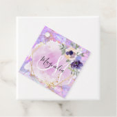 Floral-Paarse, roze en goudregenboogmarmer Bedankjes Labels (In situ)