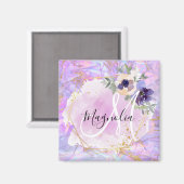 Floral-Paarse, roze en goudregenboogmarmer Magneet (Voorkant / Achterkant)