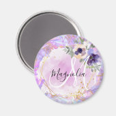 Floral-Paarse, roze en goudregenboogmarmer Magneet (Voorkant / Achterkant)