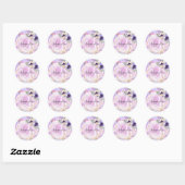 Floral-Paarse, roze en goudregenboogmarmer Ronde Sticker (Vel)