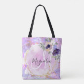 Floral-Paarse, roze en goudregenboogmarmer Tote Bag (Achterkant)