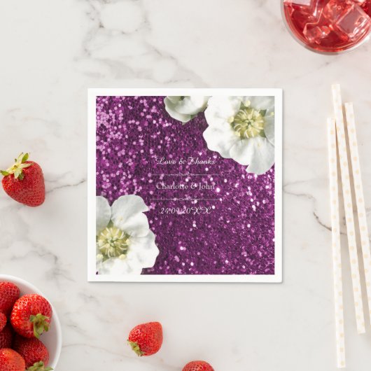 Floral Paarse roze Jasmin dank u aangepaste glitte Servetten (Insitu)