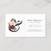 Floral Paarse Rozen Elegant Ampersand Visitekaartje (Achterkant)