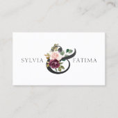 Floral Paarse Rozen Elegant Ampersand Visitekaartje (Voorkant)
