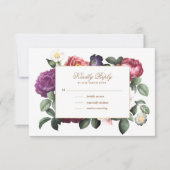  Floral Paarse RSVP-kaart Kaart (Voorkant)