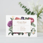  Floral Paarse RSVP-kaart Kaart (Staand voorkant)