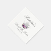 Floral Paarse Silver Vrijgezellenfeest Tea Servet (Hoek)