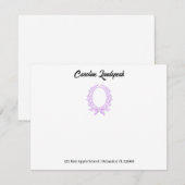 Floral Paarse spiegelmonogram Notitiekaartje (Voorkant / Achterkant)