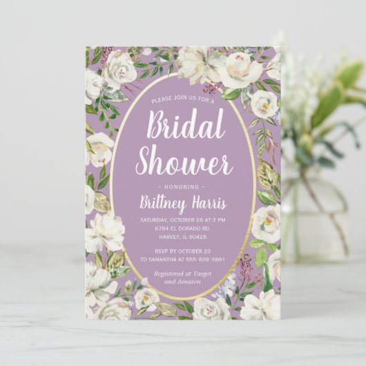 Floral Paarse Spring Garden Vrijgezellenfeest Brun Kaart (Staand voorkant)